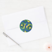 Blaue und grüne Rose Runder Aufkleber (Umschlag)