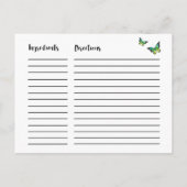 Blaue und grüne Schmetterlingskarte für Brautparty Postkarte (Rückseite)