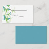 Blaue und grüne Schmetterlingsweine Hochzeitsstipp Platzkarte (Vorne/Hinten)