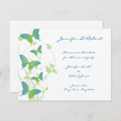 Blaue und grüne Schmetterlingsweine Save the Date (Vorne/Hinten)