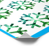 Blaue und grüne Schneeflocke an einer Weihnachtswa Poster (Ecke)
