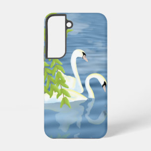 Blaue und grüne Schwäne auf dem See malen Samsung Galaxy Hülle