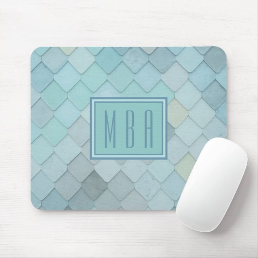 Blaue und grüne Skalierung Monogramm-Mousepad-Vorl Mousepad (Mit Mouse)