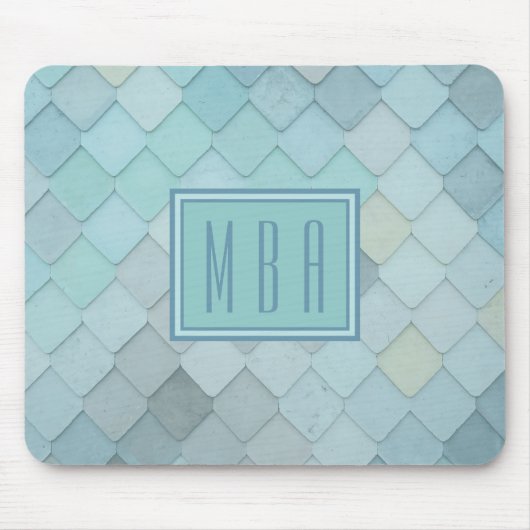 Blaue und grüne Skalierung Monogramm-Mousepad-Vorl Mousepad (Vorne)