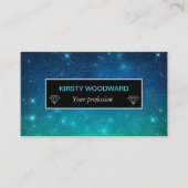 Blaue und grüne Stars Gradient Twilight Visitenkarte (Vorderseite)