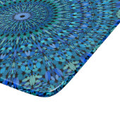 Blaue und grüne Steingarten-Mandala Schneidebrett (Ecke)
