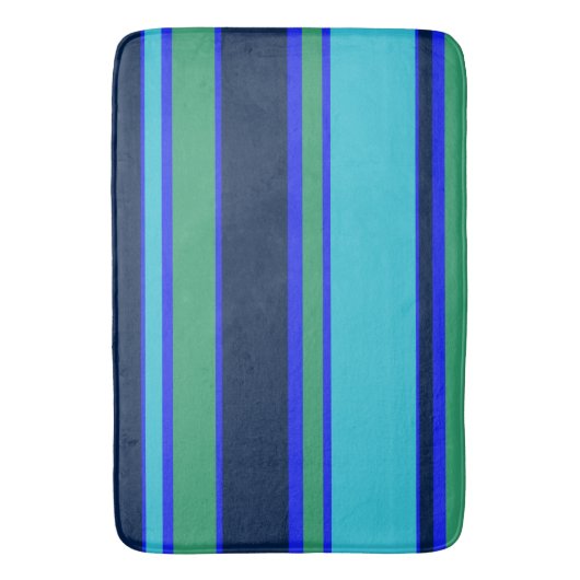 Blaue und grüne Streifen Badematte (Vorderseite Vertikal)