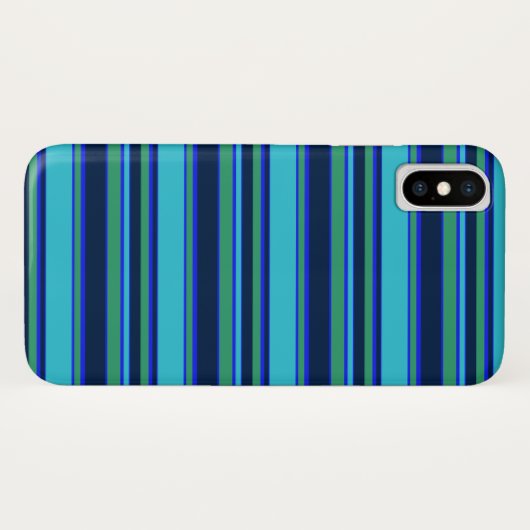 Blaue und grüne Streifen Case-Mate iPhone Hülle (Rückseite (Horizontal))