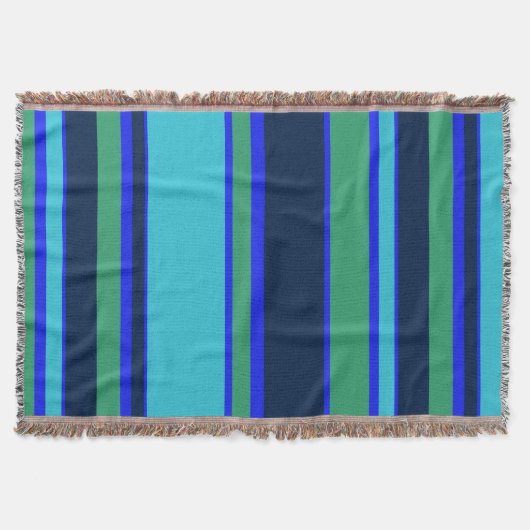 Blaue und grüne Streifen Decke (Vorderseite)