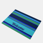 Blaue und grüne Streifen Fußmatte (Schrägansicht)