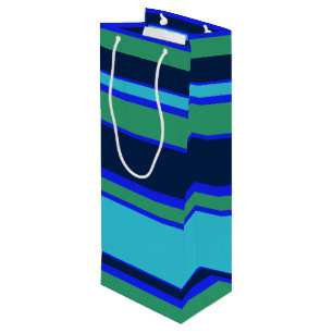 Blaue und grüne Streifen Geschenktüte Für Weinflaschen