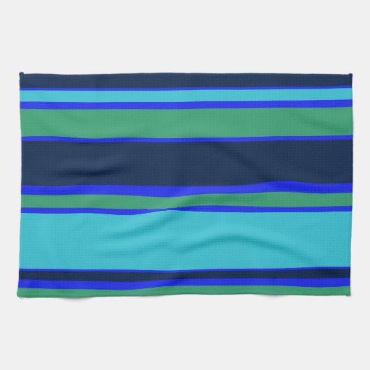 Blaue und grüne Streifen Geschirrtuch (Horizontal)