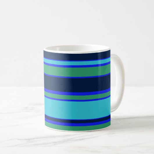 Blaue und grüne Streifen Kaffeetasse (VorderseiteRechts)