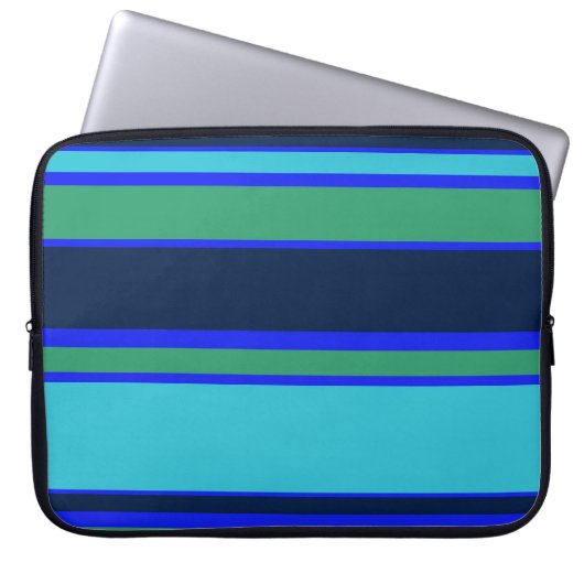 Blaue und grüne Streifen Laptopschutzhülle (Vorderseite)