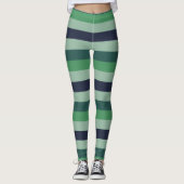 Blaue und grüne Streifen-Leggings Leggings (Vorderseite)