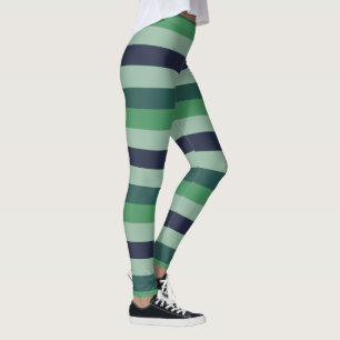 Blaue und grüne Streifen-Leggings Leggings