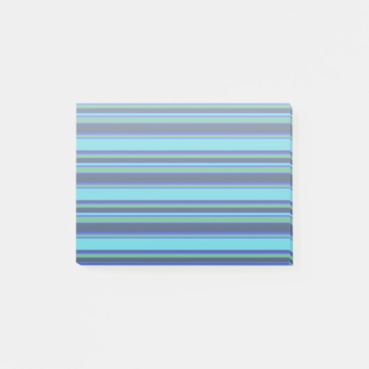 Blaue und grüne Streifen Post-it Klebezettel (Vorderseite)