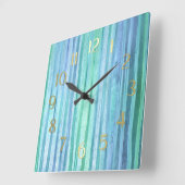 Blaue und grüne Streifen Quadratische Wanduhr (Winkel)