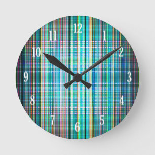Blaue und grüne Streifen Runde Wanduhr