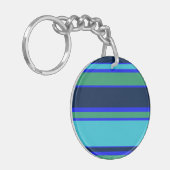 Blaue und grüne Streifen Schlüsselanhänger (Vorderseite links)
