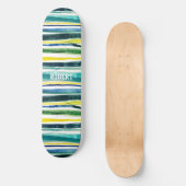 Blaue und grüne Streifen Skateboard (Vorderseite)
