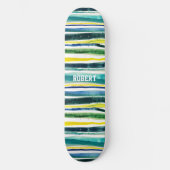 Blaue und grüne Streifen Skateboard (Vorderseite)