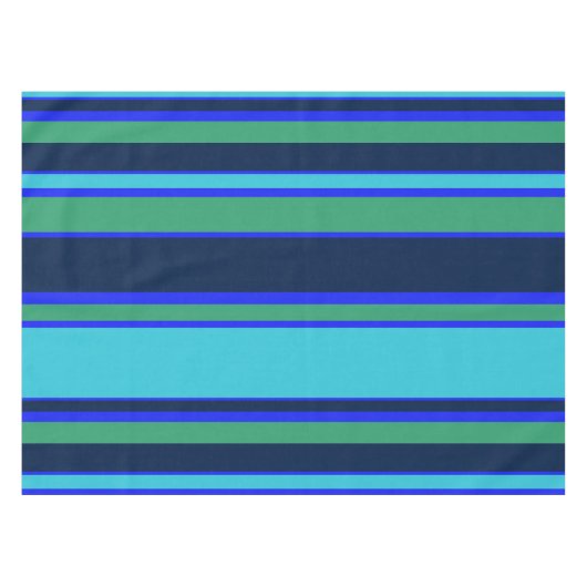 Blaue und grüne Streifen Tischdecke (Vorderseite (Horizontal))