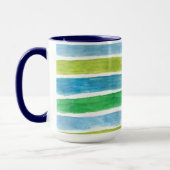 Blaue und grüne Streifen Wasserfarbe Tasse (Links)