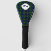 Blaue und grüne Tartan-Karo-Monogramm Golf Headcover (Vorderseite)