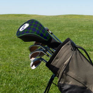 Blaue und grüne Tartan-Karo-Monogramm Golf Headcover