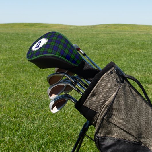 Blaue und grüne Tartan-Karo-Monogramm Golf Headcover (In SItu)