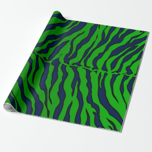 Blaue und grüne Tiger-Streifen-Tierdruck Geschenkpapier