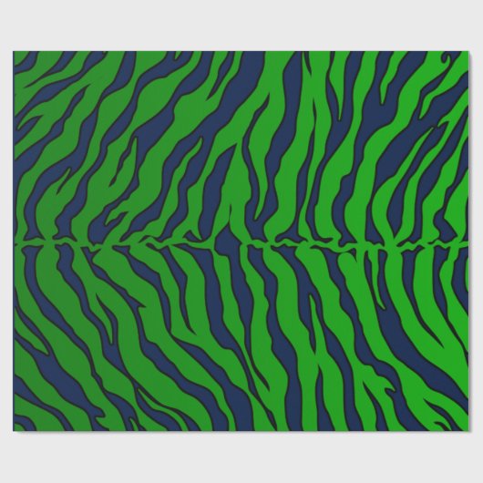 Blaue und grüne Tigerstreifen Geschenkpapier (Flach)