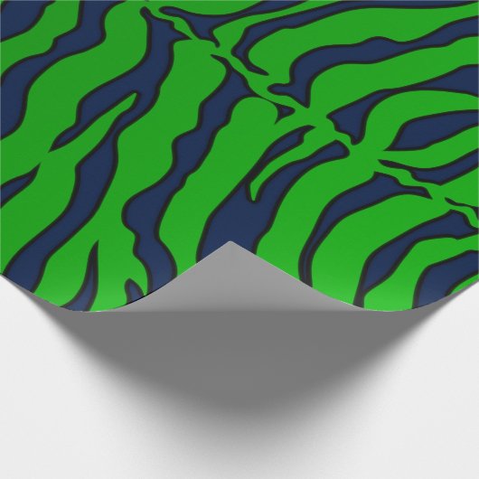 Blaue und grüne Tigerstreifen Geschenkpapier (Ecke)