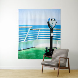 Blaue und grüne touristische Binokulars Wandteppich