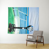 Blaue und grüne touristische Binokulars Wandteppich (Beispiel (Horizontal))