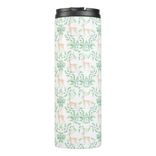 Blaue und grüne Trellis mit Hirsch Thermosbecher (Rückseite)