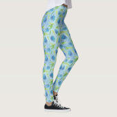 Blaue und grüne Tulips Leggings (Rechts)