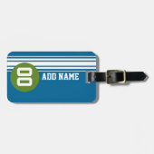 Blaue und grüne Vintage Rennstreifen Gepäckanhänger (Vorderseite horizontal)