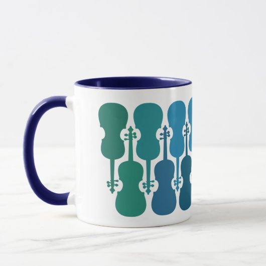 Blaue und grüne Violinkaffee-Tasse (11 oz) Tasse (Links)