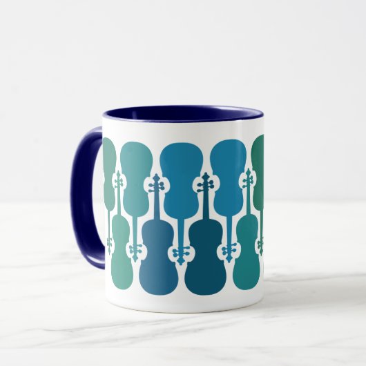 Blaue und grüne Violinkaffee-Tasse (11 oz) Tasse (Vorderseite Links)