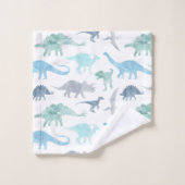 Blaue und grüne Wasserfarbe Dinosaurier Badhandtuch Set (Waschlappen)