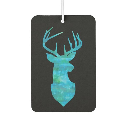 Blaue und grüne Wasserfarbe Hirsche Trophäe Kunst Autolufterfrischer (Vorderseite)