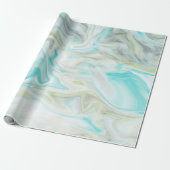 Blaue und grüne Wasserfarbenmarmor Geschenkpapier (Ungerollt)