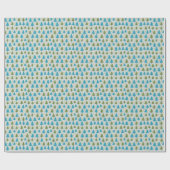 Blaue und grüne Weihnachtsbaumen Geschenkpapier (Flach)