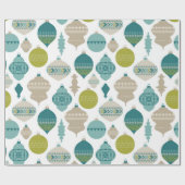Blaue und grüne Weihnachtsschmuck Geschenkpapier (Flach)