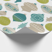 Blaue und grüne Weihnachtsschmuck Geschenkpapier (Ecke)