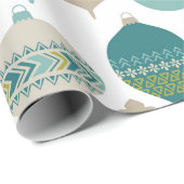 Blaue und grüne Weihnachtsschmuck Geschenkpapier (Rolleneckpunkt)