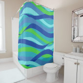 Blaue und grüne Wellen Duschvorhang (Beispiel)