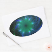 Blaue und grüne Wirbel Ovaler Aufkleber (Umschlag)